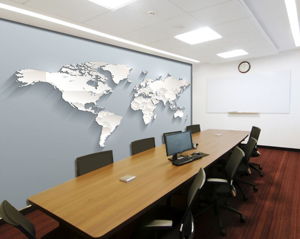 3D World Map Wall Murals and Office Wallpaper