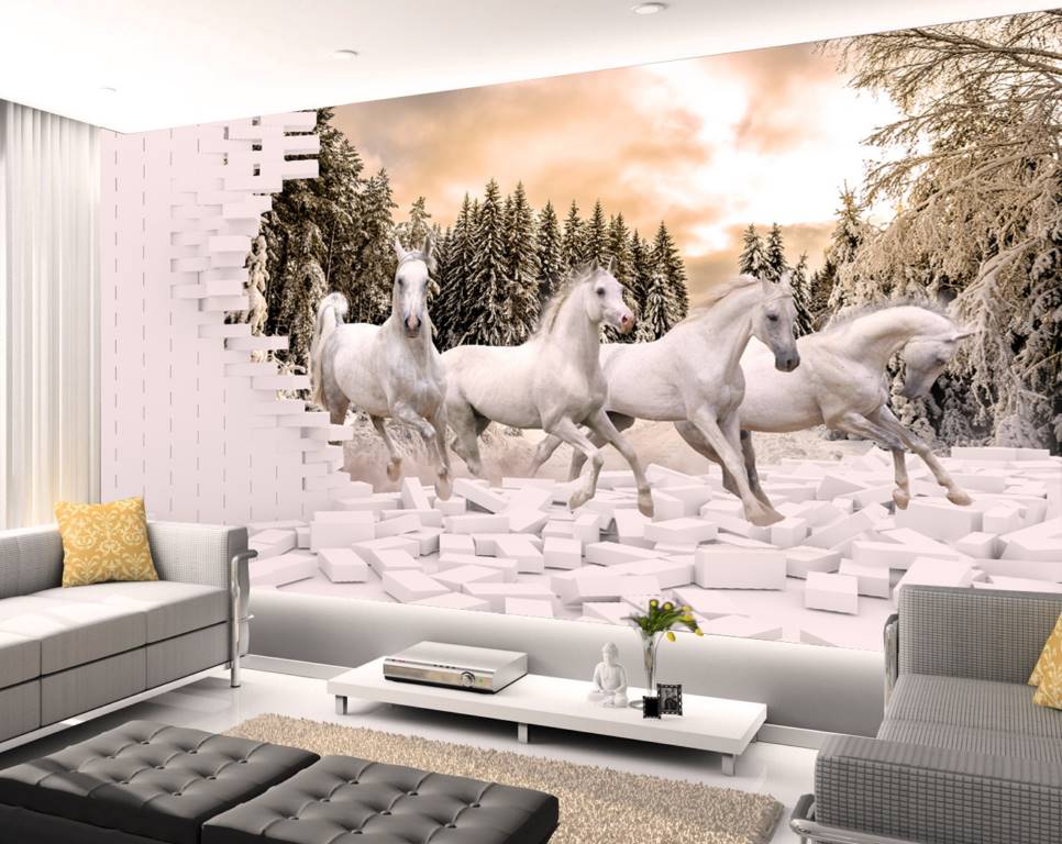 White Running Horse Wallpaper for Wall