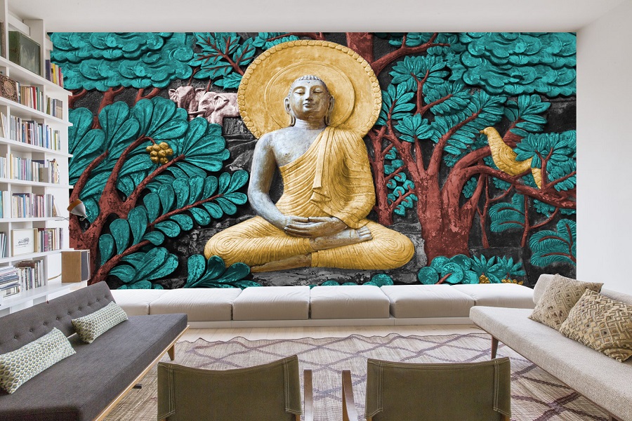 Buy Envouge Self Adhesive 3D Lord Buddha Wallpaper  5ft X 4ft Online at  desertcartINDIA