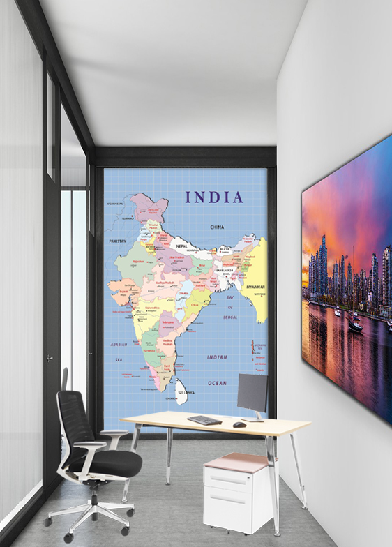 Walls & Murals Indian Map Wallpaper for Corporate office