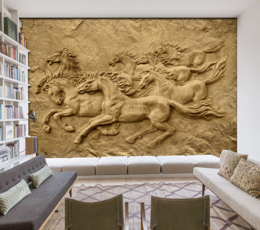 3D Wallpaper for wall with Horse Painting showcasing colors of nature in a watercolor style digital artwork 3D Wallpaper for wall with Horse Painting showcasing colors of nature in a watercolor style digital artwork