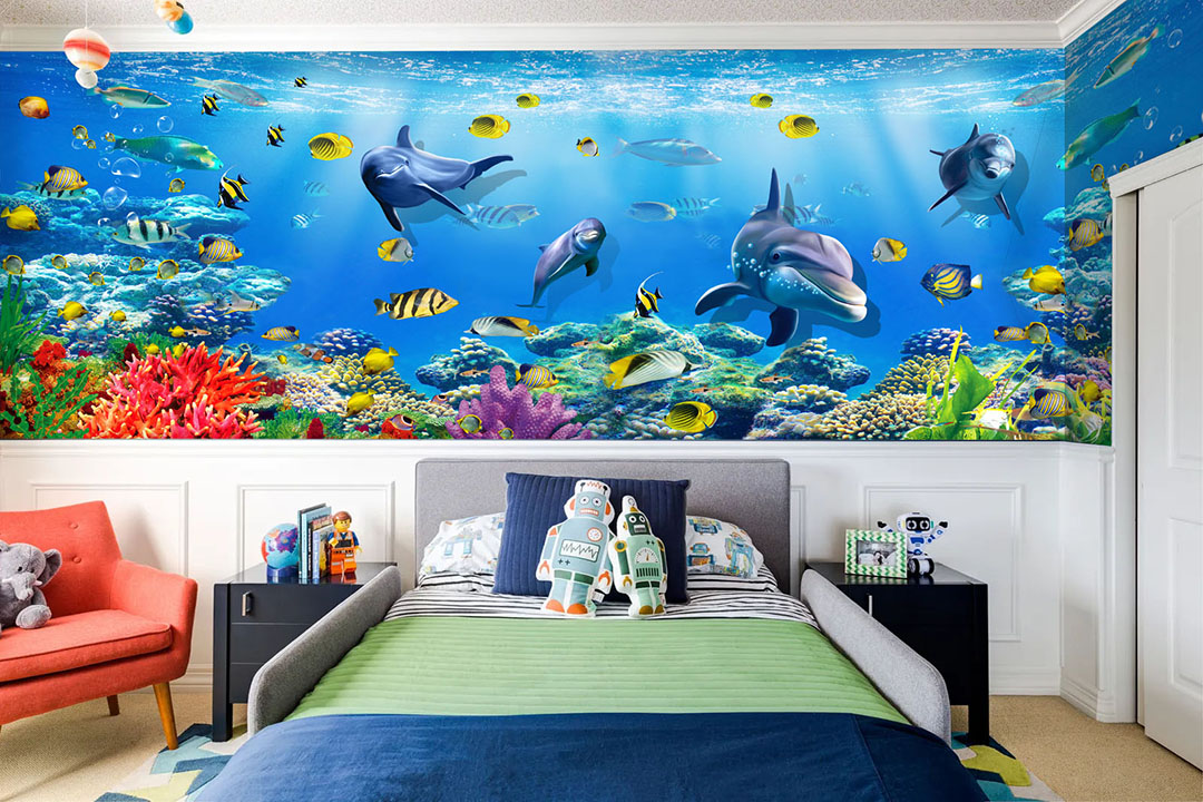 Kids Room wallpaper with Fish 3D wall effect  Buy Best Kids & Teens 3D  Wallpaper for Children Room Wall decor at Low Price