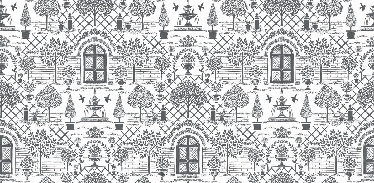 monochrome charcoal garden toile (88695-2)