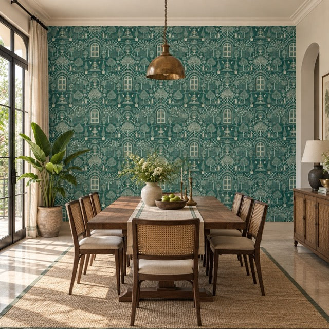deep teal courtyard trellis (88695-3)