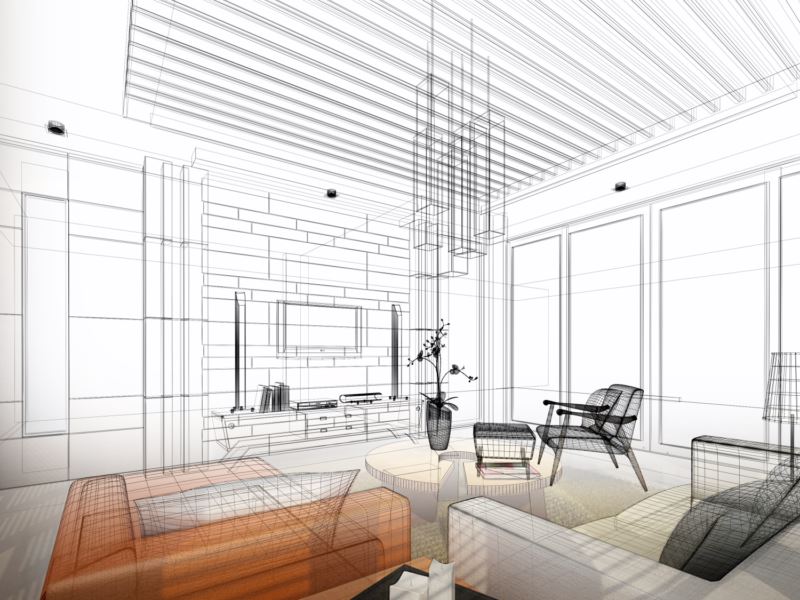 modern interior wireframe ( abs 134 )