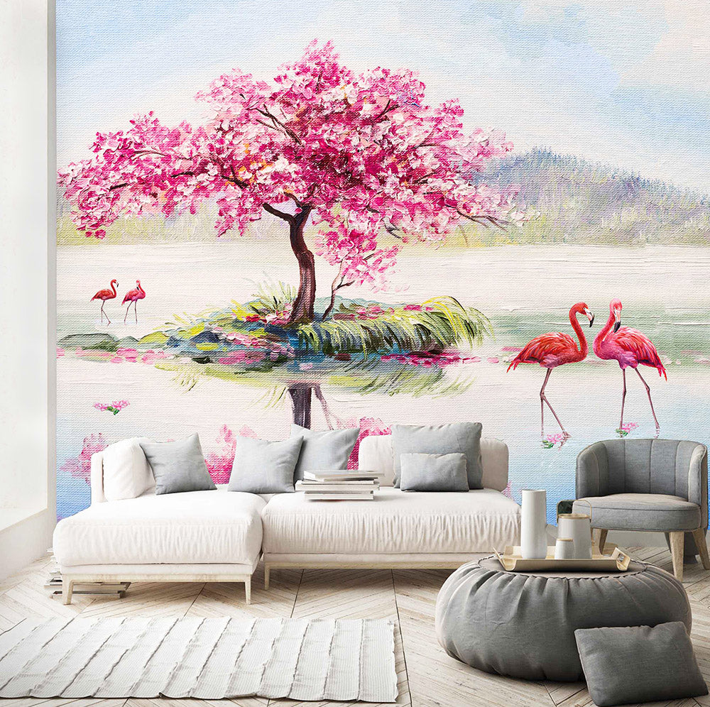 tropical flamingo bay wallcovering (art 114)