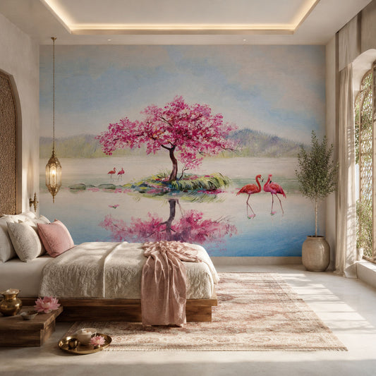 Tropical Flamingo Bay Wallcovering (ART 114)