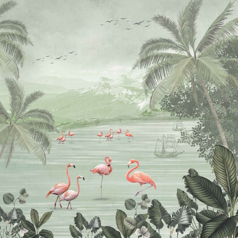 flamingo gathering wallcovering (art 115)