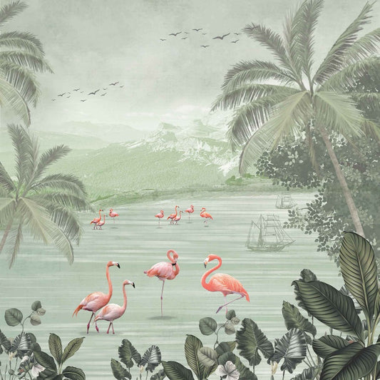 Flamingo Gathering Wallcovering (ART 115)
