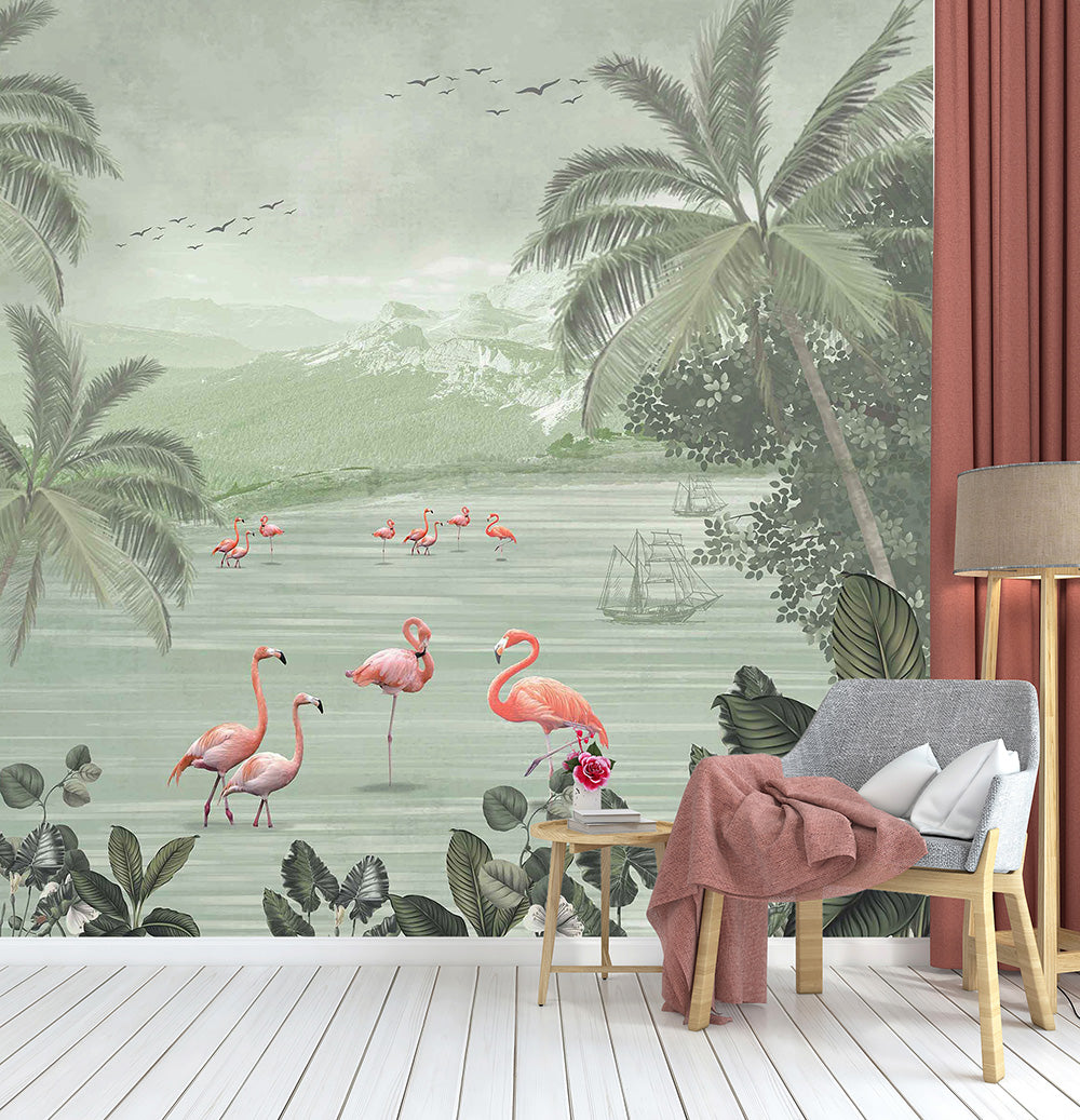 flamingo gathering wallcovering (art 115)