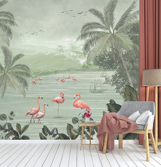 Flamingo Gathering Wallcovering (ART 115)