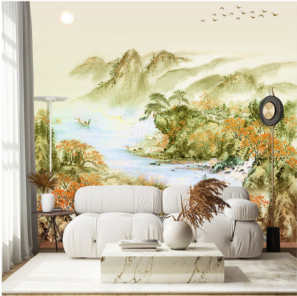 Tranquil Chinese River Scene Wallcovering (ART 119)