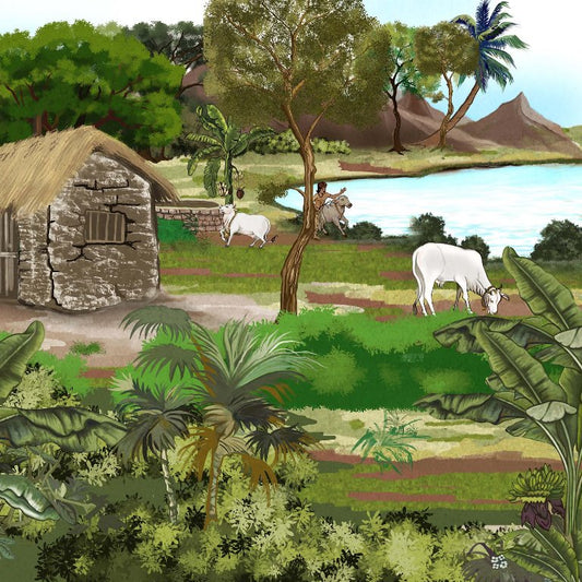 Idyllic Rural Scene Wallcovering (ART 130 B)