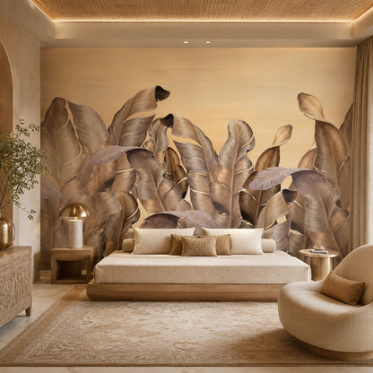 Golden Banana Leaf Wallcovering (ART 140)