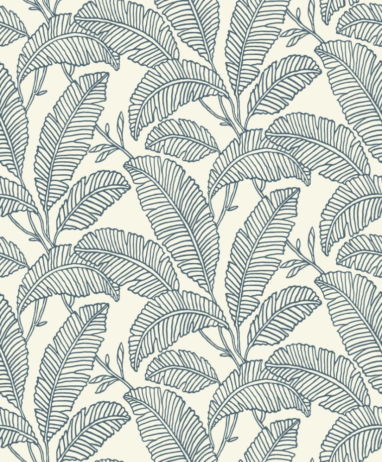 botanical outline (navy on cream) (a 66402)