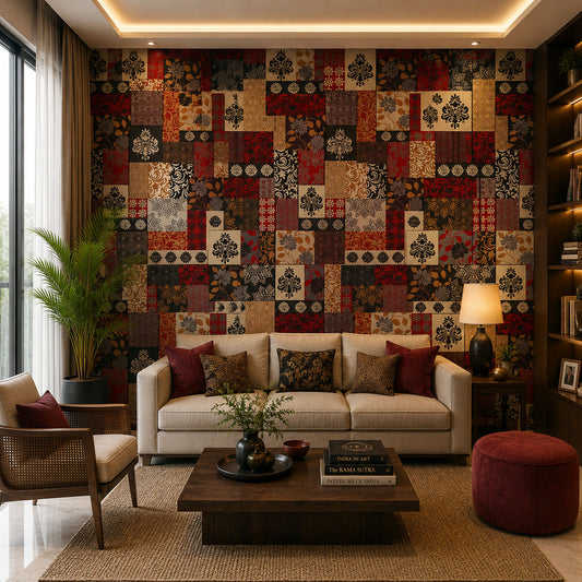 Crimson Damask Patchwork (KM 1011)