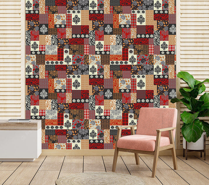 crimson damask patchwork (km 1011)