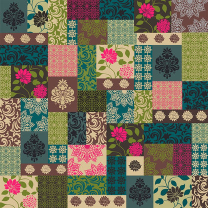 Emerald & Teal Floral Tile (KM 1012)