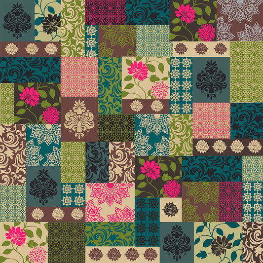 Emerald & Teal Floral Tile (KM 1012)