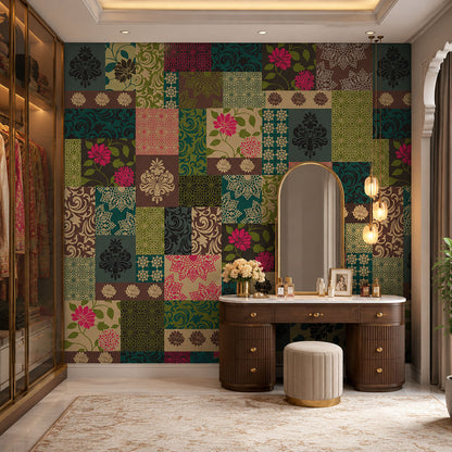Emerald & Teal Floral Tile (KM 1012)