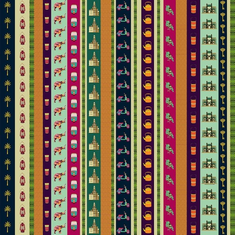 tropical kitsch stripes (km 1015)