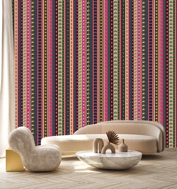 magenta kitsch stripes (km 1016)