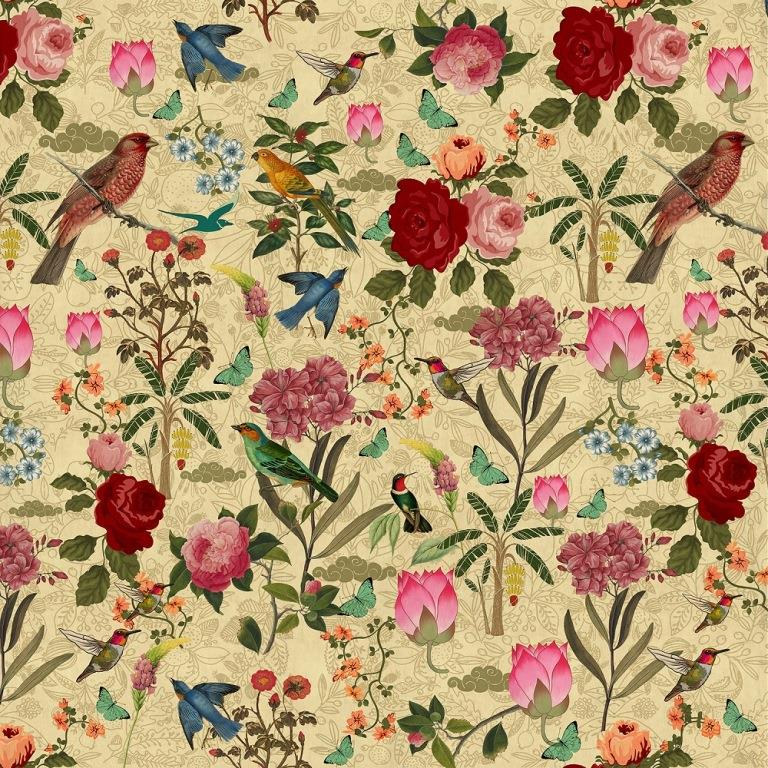 vintage aviary (cream) (km 3006)