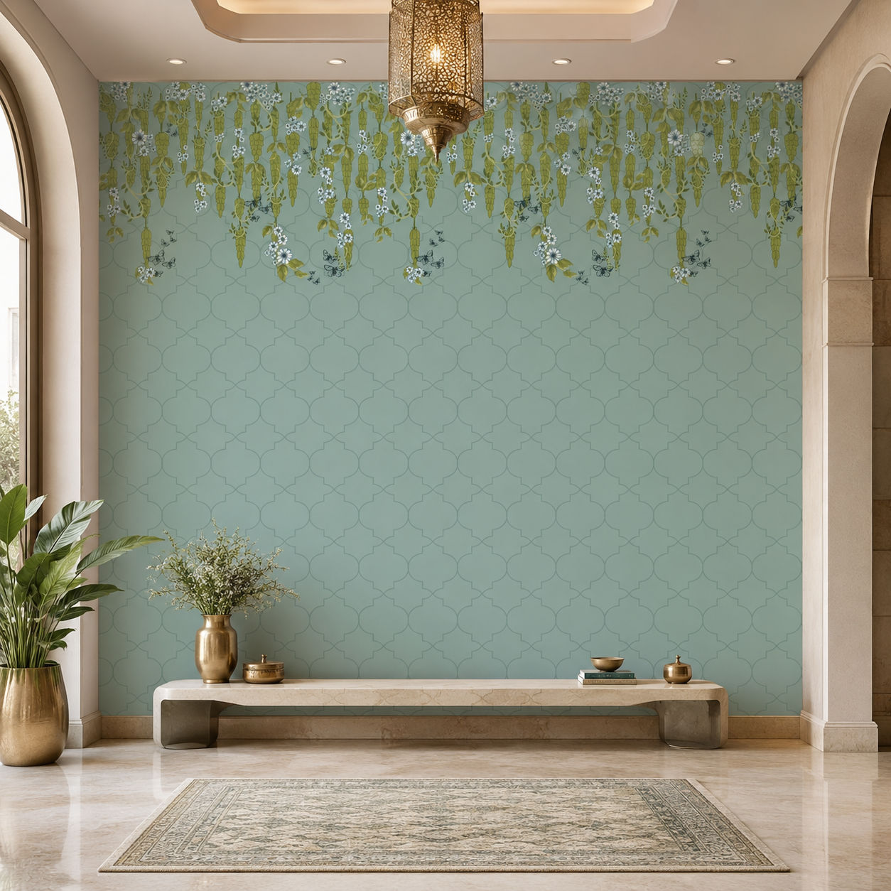 teal botanical lattice (km 3013)