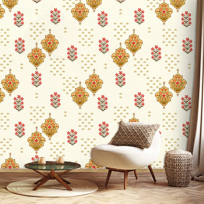 Cream Mughal Buti (KM 4015)