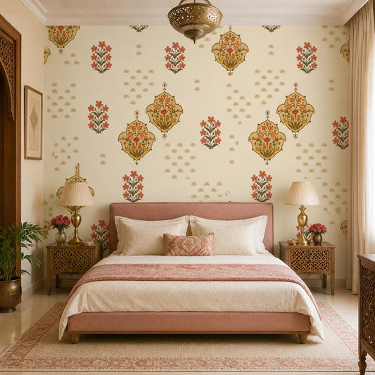 Cream Mughal Buti (KM 4015)