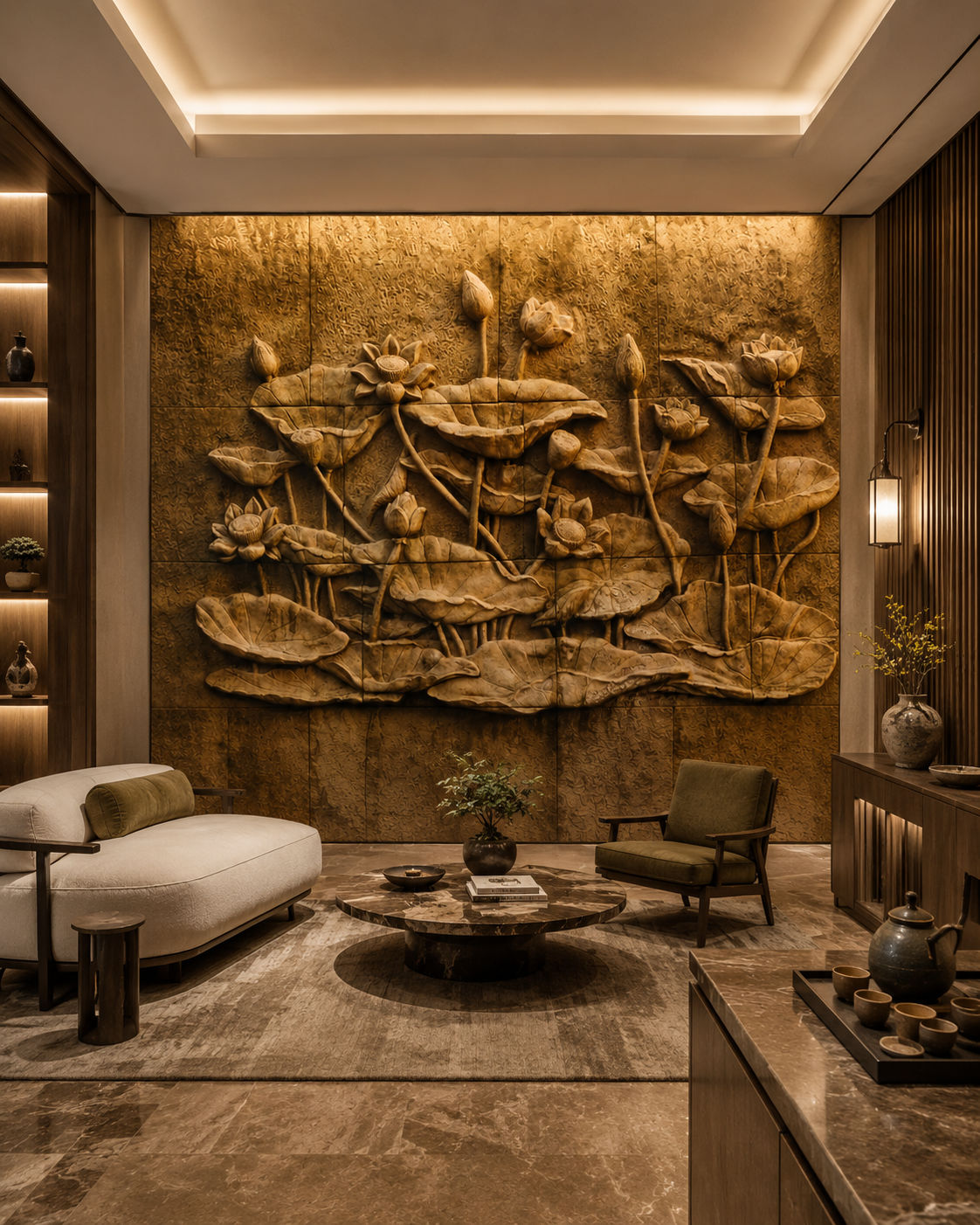 lotus pond carving ( nat 149 )