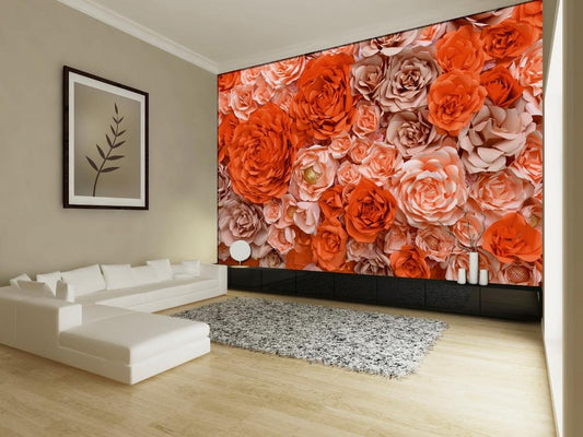 Peach & Coral Paper Roses ( NAT 151 )