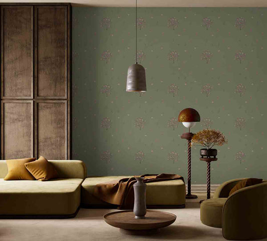 Olive Pome & Prinia Wallpaper (NRV 519)