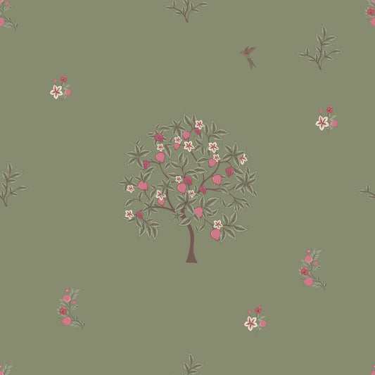 Olive Pome & Prinia Wallpaper (NRV 519)