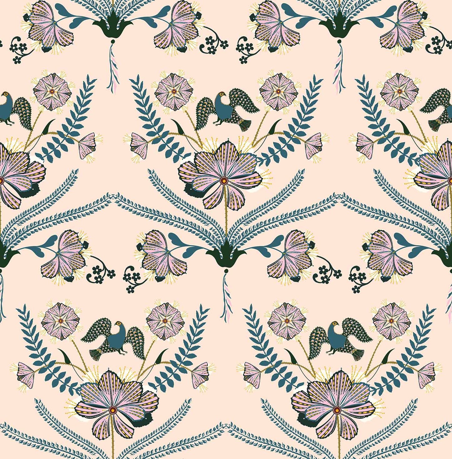 botanical garden(pale peach,slate blue-green) (ps 138)