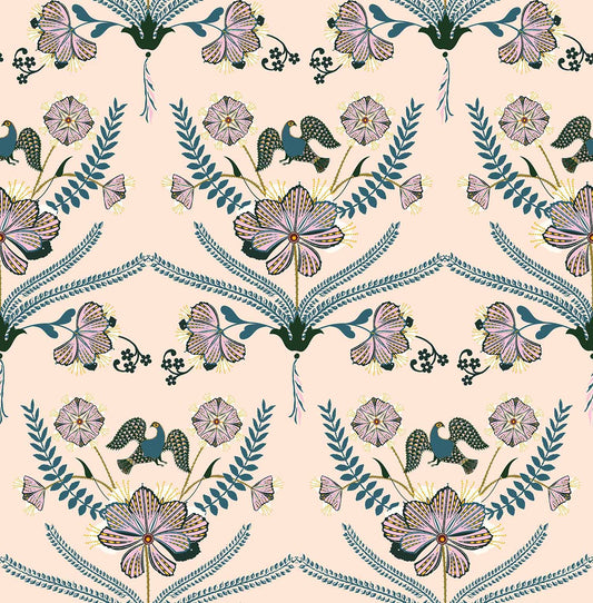 Botanical Garden(Pale Peach,Slate Blue-Green) (PS 138)