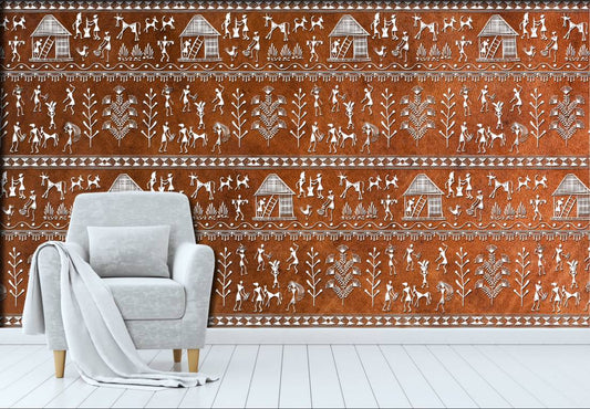 Traditional Warli Tribal Art ( SPR 117 )