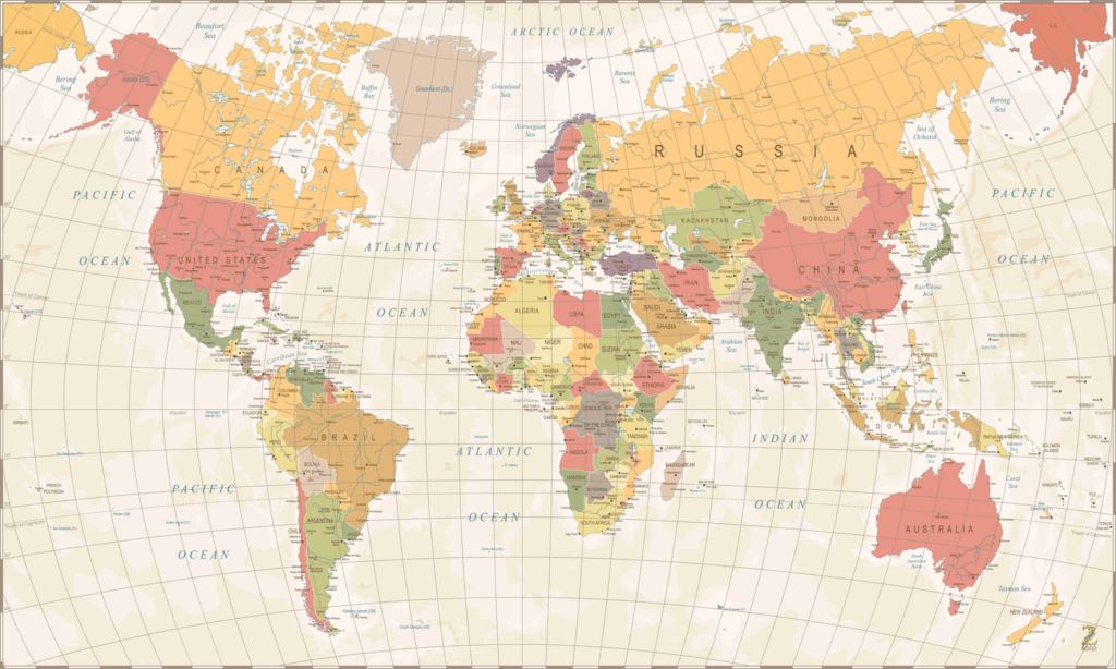 World in Pastel Map Wallpaper Mural at best price World in Pastel Map Wallpaper Mural at best price
